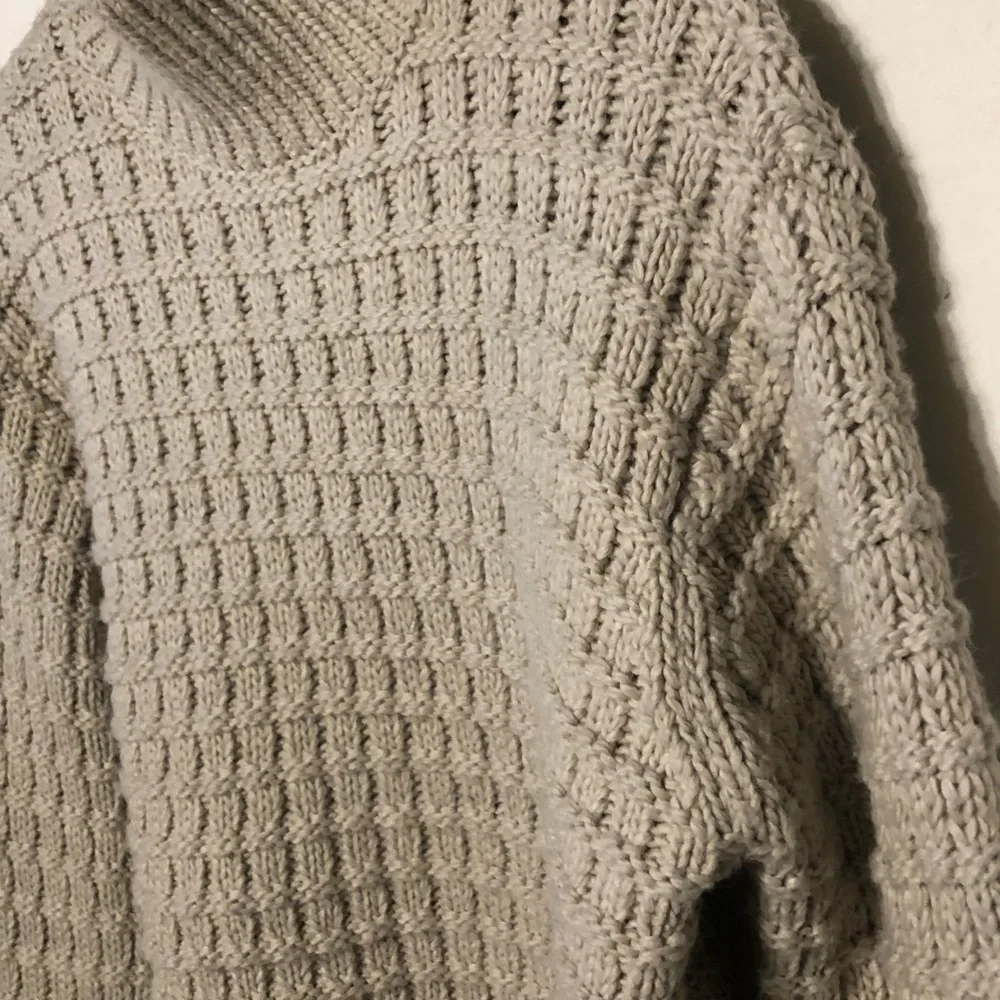 H&M Fisherman Sweater Oversized XS Cableknit Neutral Beige High Neck Preppy